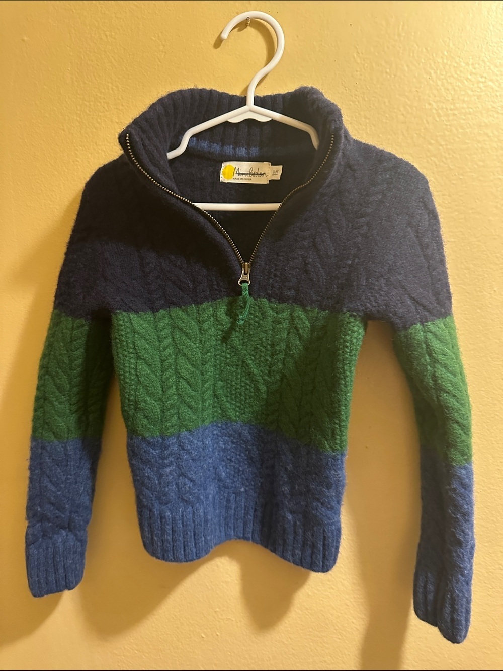 Mini Boden Blue and Green Striped Kids Sweater